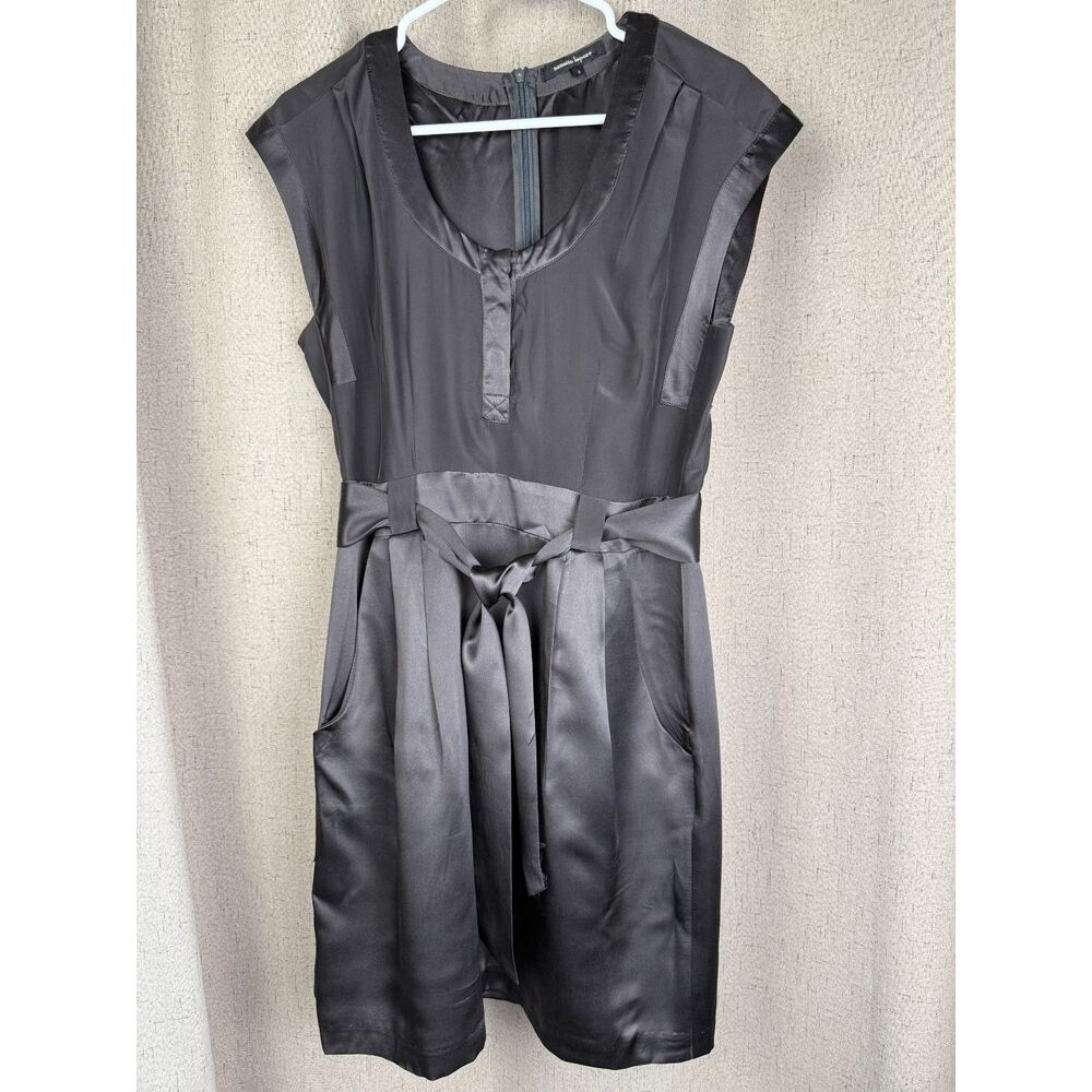 Nanette Lepore 100% Silk Charcoal Belted Dress Acetate Lined - Picture 2 of 5